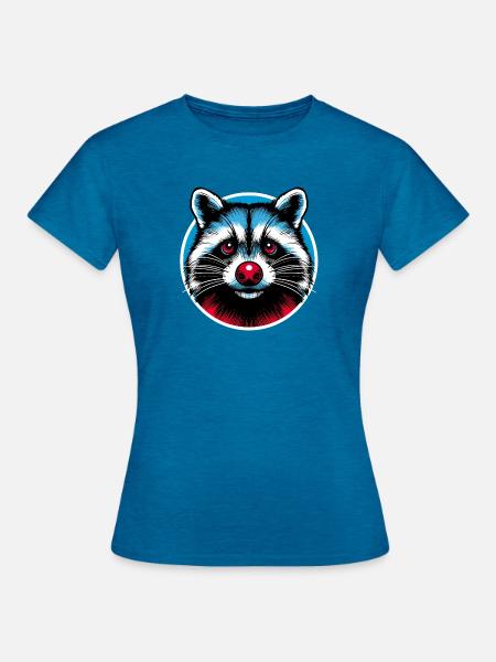 Racoon - I came to stay - Frauen T-Shirt - Antikblaues Saphir meliert