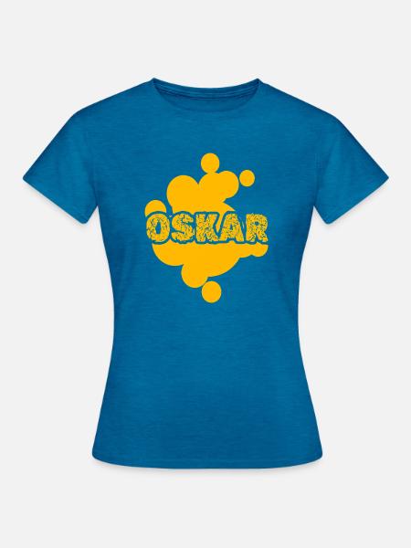 Oskar als Maler - Frauen T-Shirt - Antikblaues Saphir meliert