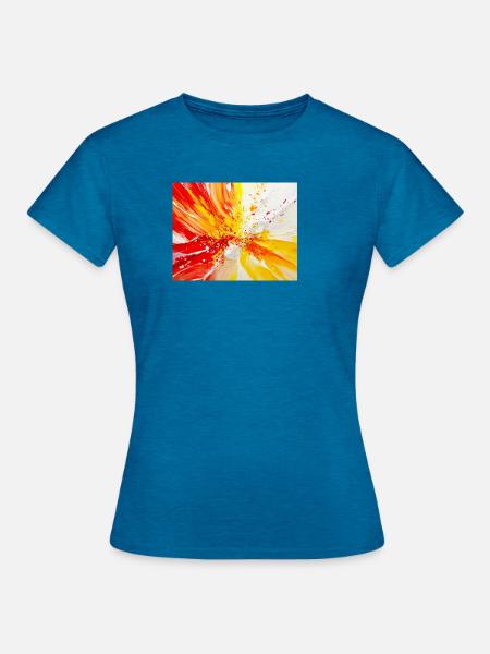 Blüte in Öl - Frauen T-Shirt - Antikblaues Saphir meliert