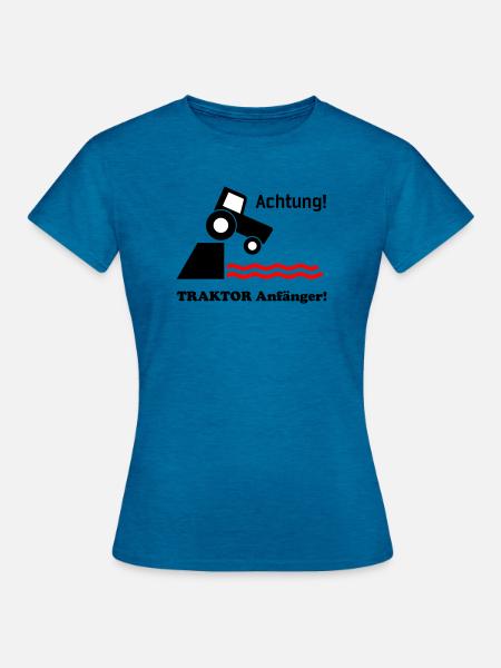 Traktor Anfaenger - Frauen T-Shirt - Antikblaues Saphir meliert