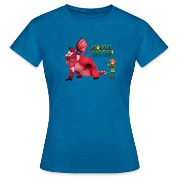 Robin Hood Schlitzohr Mit Drache - Frauen T-Shirt - Antikblaues Saphir meliert - Vorne - AI Model Female 172 dark (172cm)