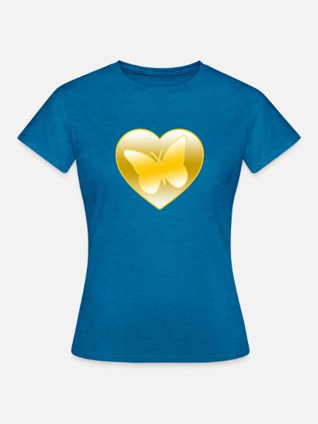 Schmetterlinge - Frauen T-Shirt - Antikblaues Saphir meliert