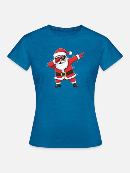 Lustiger Dabbing Weihnachtsmann Dab Santa - Frauen T-Shirt - Antikblaues Saphir meliert