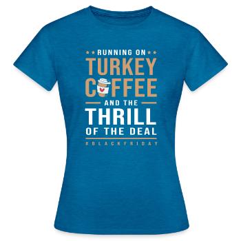 Black Friday Kaufrausch - Frauen T-Shirt - Antikblaues Saphir meliert - Vorne - AI Model Female 172 dark (172cm)
