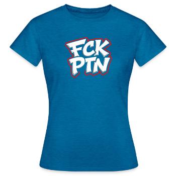 FCK PTN Anti Putin Statement - Frauen T-Shirt - Antikblaues Saphir meliert - Vorne - AI Model Female 172 dark (172cm)