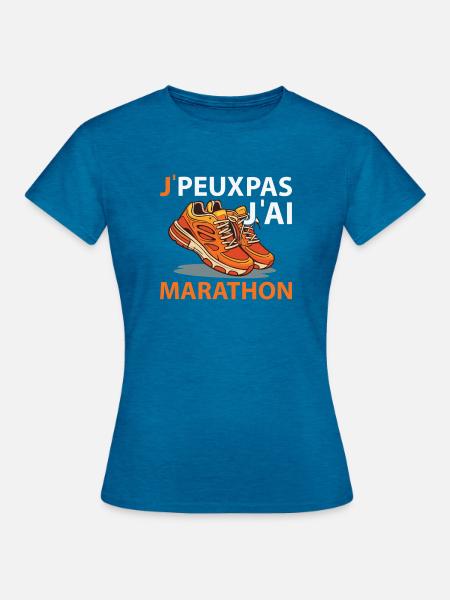 Ich kann nicht, ich Marathon - Frauen T-Shirt - Antikblaues Saphir meliert