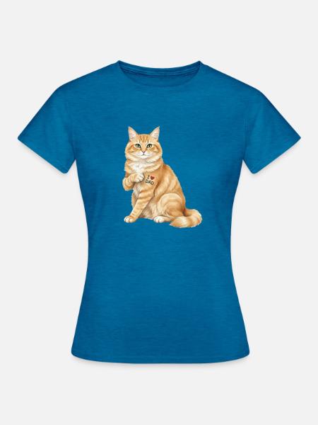Ich Herz Dad Cat - Frauen T-Shirt - Antikblaues Saphir meliert