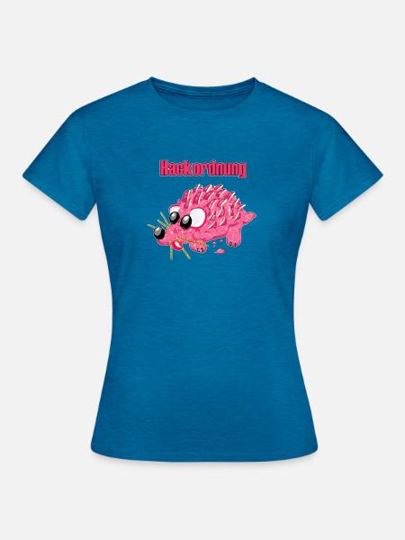 Mettigel Cartoon – Lustige Hackordnung - Frauen T-Shirt - Antikblaues Saphir meliert