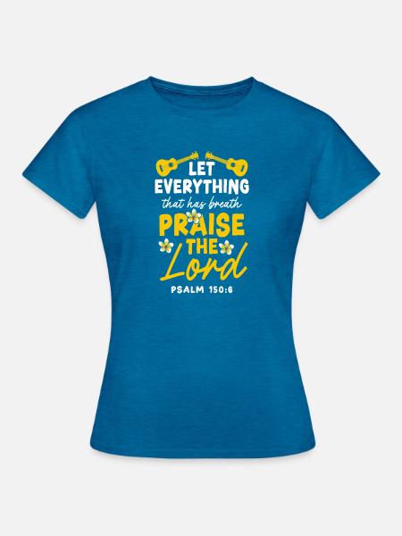 Hawaiian Ukulele Uke Let - Frauen T-Shirt - Antikblaues Saphir meliert