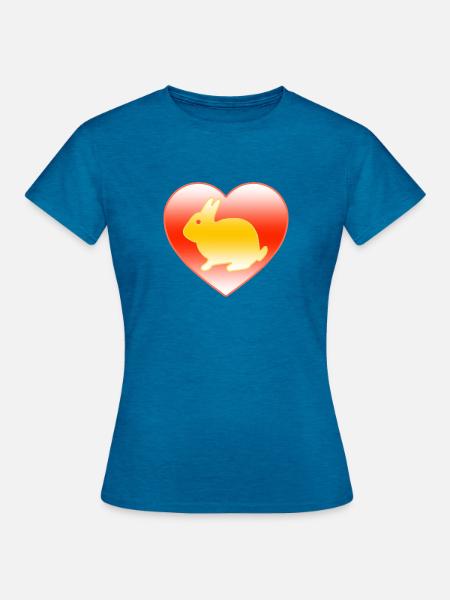 Kaninchen - Frauen T-Shirt - Antikblaues Saphir meliert