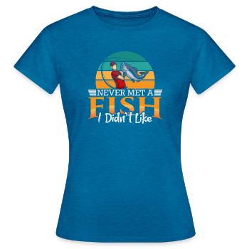 Pêcheur sportif pêcheur pêcheur Pêcheur Dit - T-shirt Femme - bleu saphir antique chiné - Devant - AI Model Female 172 dark (172cm)
