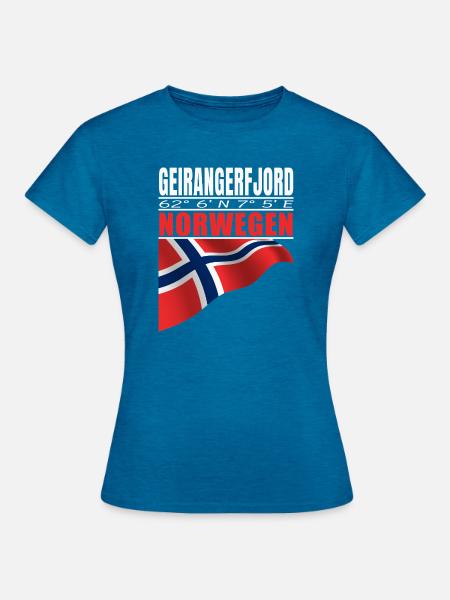 Geirangerfjord - Frauen T-Shirt - Antikblaues Saphir meliert