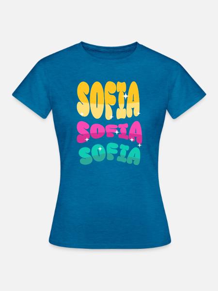 Sofia Name - Frauen T-Shirt - Antikblaues Saphir meliert