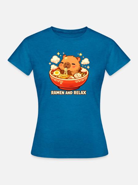 Ramen and Relax - Frauen T-Shirt - Antikblaues Saphir meliert