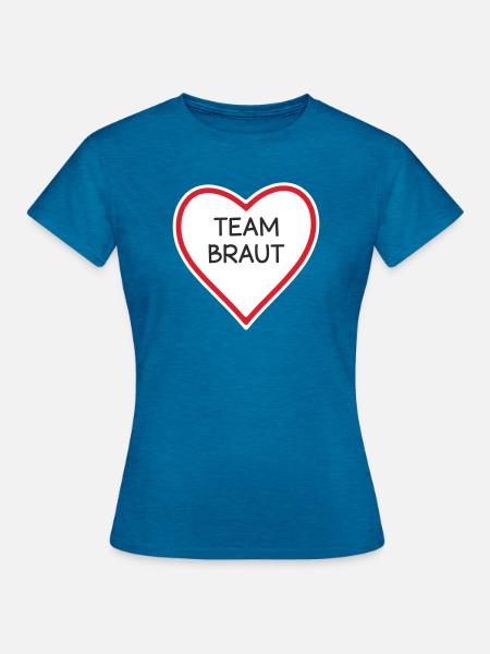 HerzTeam Brautdesign - Frauen T-Shirt - Antikblaues Saphir meliert