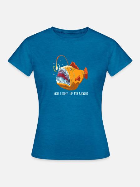 Anglerfisch - Frauen T-Shirt - Antikblaues Saphir meliert