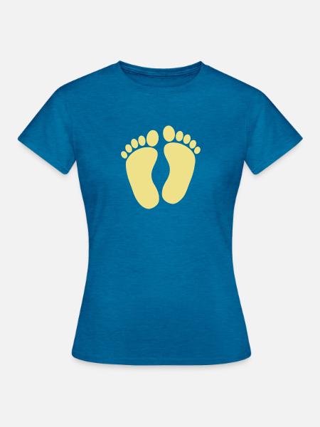 Babyfüße - Frauen T-Shirt - Antikblaues Saphir meliert