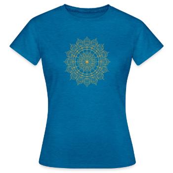 mandala - T-shirt Femme - bleu saphir antique chiné - Devant - AI Model Female 172 dark (172cm)
