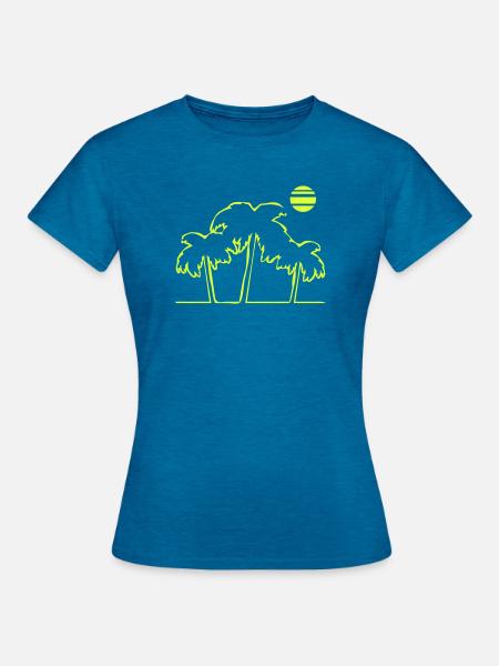 Palmen Strand Insel - Frauen T-Shirt - Antikblaues Saphir meliert
