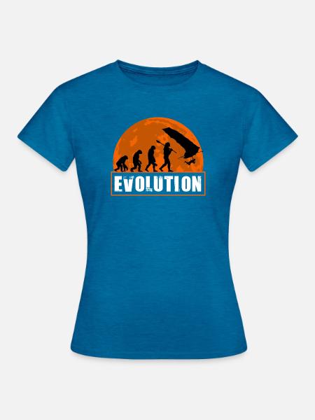 Entwicklung des Hanggliderpilot-Sunset-Designs - Frauen T-Shirt - Antikblaues Saphir meliert