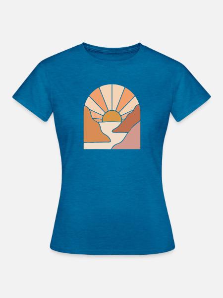 Sunlit Canyon Path - Frauen T-Shirt - Antikblaues Saphir meliert