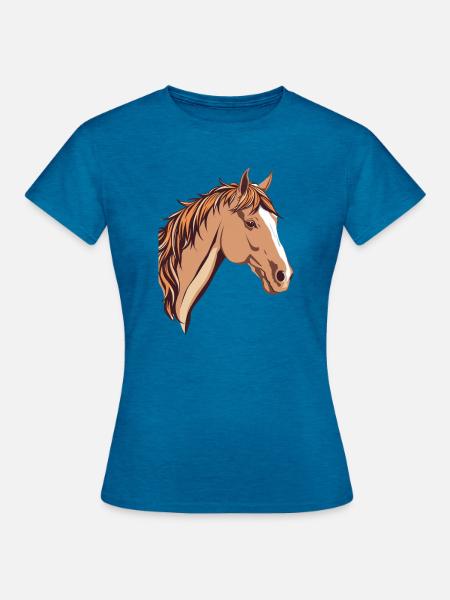 Pferd Pferdekopf - Frauen T-Shirt - Antikblaues Saphir meliert