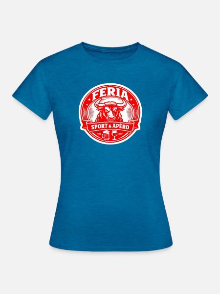 Feria Taureau Sport Apéro - Frauen T-Shirt - Antikblaues Saphir meliert