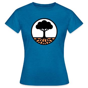 Lebensbaum Kreis Icon - Frauen T-Shirt - Antikblaues Saphir meliert - Vorne - AI Model Female 172 dark (172cm)
