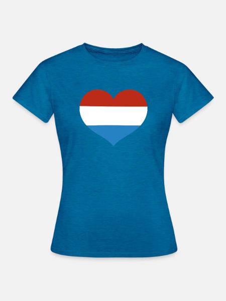 Luxembourg Heart Flagge - Frauen T-Shirt - Antikblaues Saphir meliert