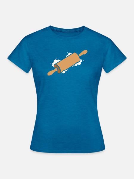 Nudelholz Einfach Symbol - Frauen T-Shirt - Antikblaues Saphir meliert