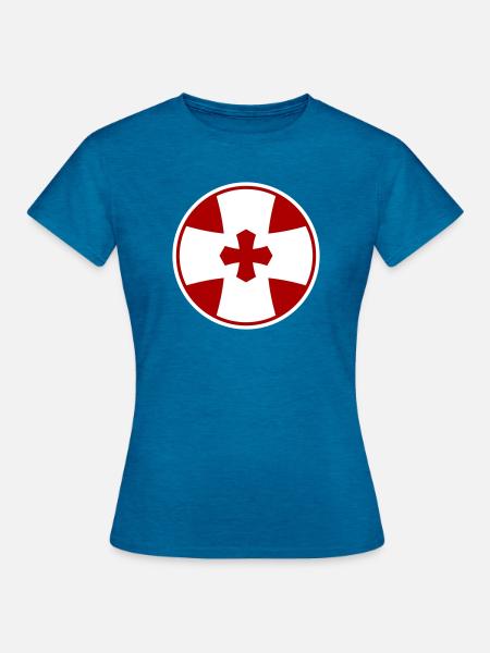 Kreuzkreis - Frauen T-Shirt - Antikblaues Saphir meliert