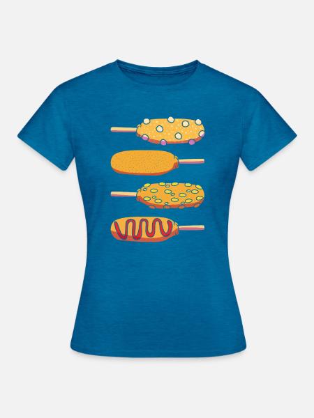 Corn Dog - Frauen T-Shirt - Antikblaues Saphir meliert