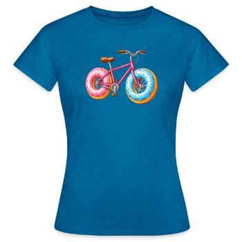 Donut Fahrrad – Süßes Bike Design  - Frauen T-Shirt - Antikblaues Saphir meliert - Vorne - AI Model Female 172 dark (172cm)