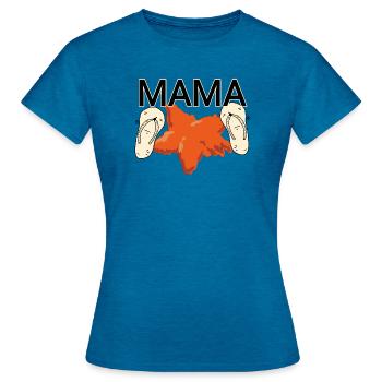 Maman sur la plage - T-shirt Femme - bleu saphir antique chiné - Devant - AI Model Female 172 dark (172cm)