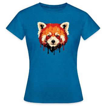 Portrait artistique de la tête de Pander Rouge - T-shirt Femme - bleu saphir antique chiné - Devant - AI Model Female 172 dark (172cm)