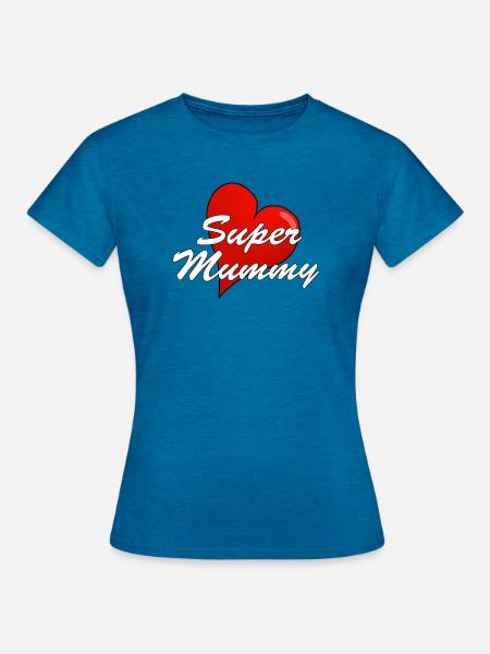 SUPER MUMMY - Frauen T-Shirt - Antikblaues Saphir meliert