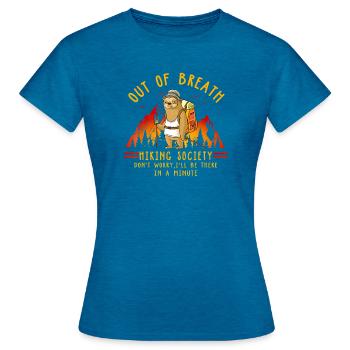 Une blague drôle sur la Société de la Randonnée Paresseuse - T-shirt Femme - bleu saphir antique chiné - Devant - AI Model Female 172 dark (172cm)