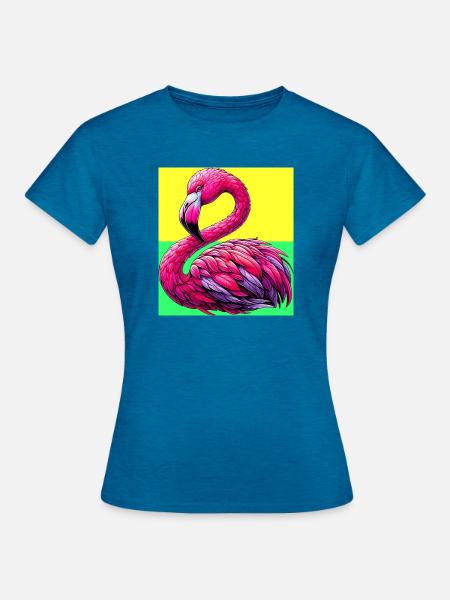 Flamingo - Frauen T-Shirt - Antikblaues Saphir meliert