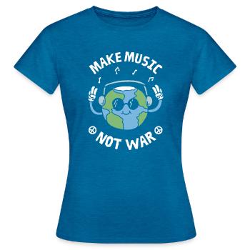 Faire de la musique, pas la guerre - T-shirt Femme - bleu saphir antique chiné - Devant - AI Model Female 172 dark (172cm)