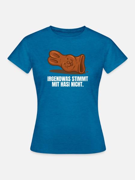 Schokoladenhase Ostern - Frauen T-Shirt - Antikblaues Saphir meliert