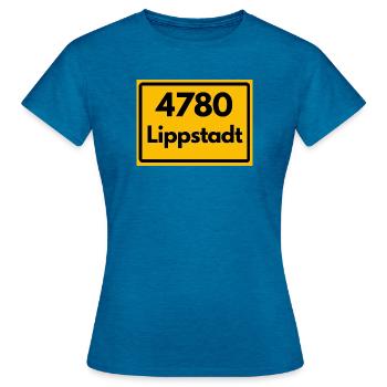 ALTE POSTLEITZAHL PLZ RETRO 4780 LIPPSTADT - Frauen T-Shirt - Antikblaues Saphir meliert - Vorne - AI Model Female 172 dark (172cm)