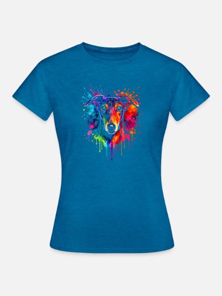 Greyhound | Windhund Pop Art - Frauen T-Shirt - Antikblaues Saphir meliert