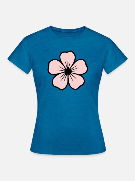 Hibiskus Blüte pastell Blumen Geschenk Mutter - Frauen T-Shirt - Antikblaues Saphir meliert