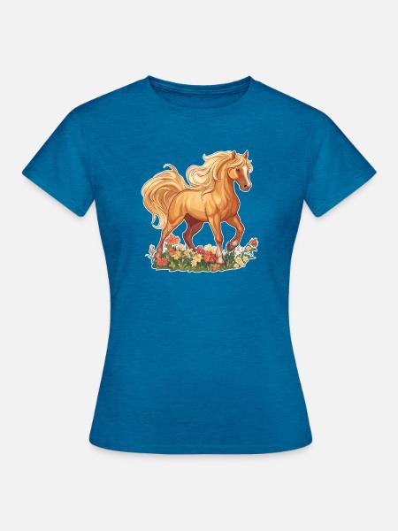Pferd - Frauen T-Shirt - Antikblaues Saphir meliert