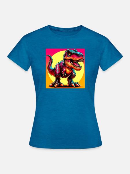 Dinosaurier - Frauen T-Shirt - Antikblaues Saphir meliert