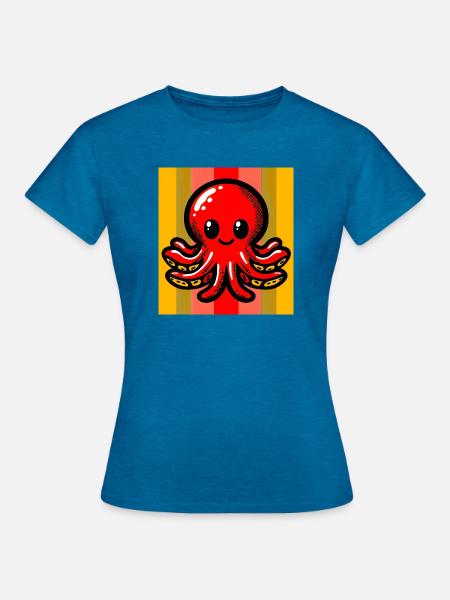 Krake - Frauen T-Shirt - Antikblaues Saphir meliert