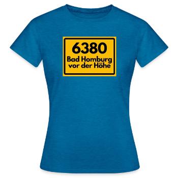 ALTE POSTLEITZAHL PLZ 6380 BAD HOMBURG VOR D HÖHE - Frauen T-Shirt - Antikblaues Saphir meliert - Vorne - AI Model Female 172 dark (172cm)