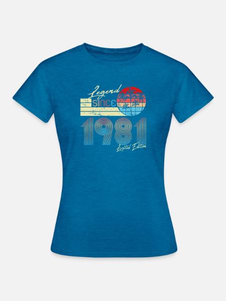 Retro Legend 1981 Limited Edition - Frauen T-Shirt - Antikblaues Saphir meliert