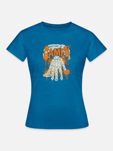 Anatomie eines Gamers - Frauen T-Shirt - Antikblaues Saphir meliert