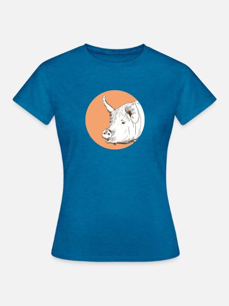 Schwein - Frauen T-Shirt - Antikblaues Saphir meliert